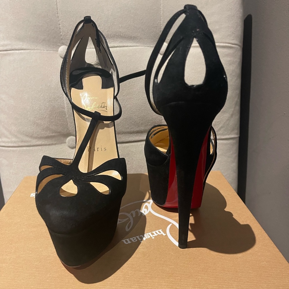 Christian Louboutin Black Suede Heels